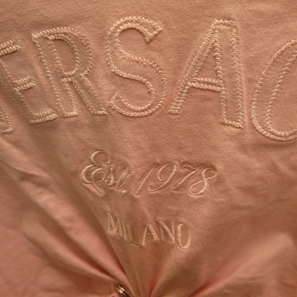 Versace Pink Crop Top with Safety Pin (Size 44) - Picture 6 of 9